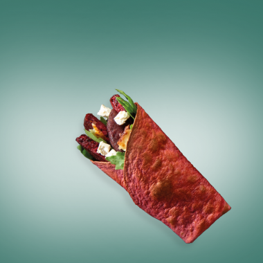 Tortilla Vege z burgerem buraczanym