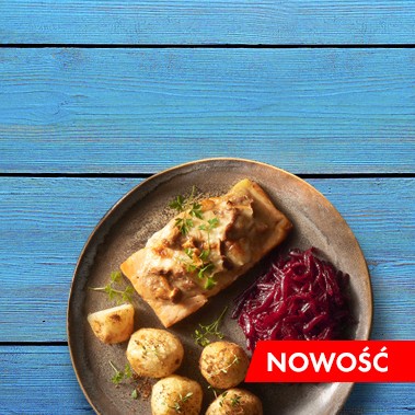 łosoś norweski z kurkami