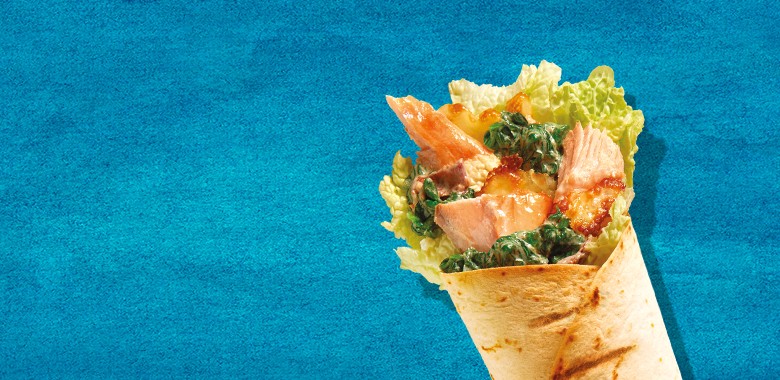Tortilla z pieca z łososiem